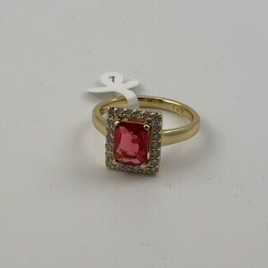 Elegant 14k Gold laminated Ring with red